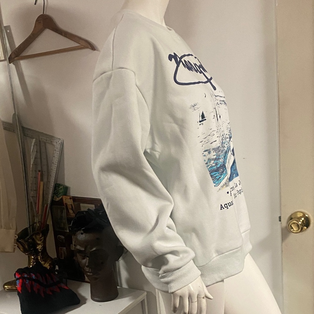 Albert Marquet White Graphic Crew Sweater size Large - Picture 4 of 8